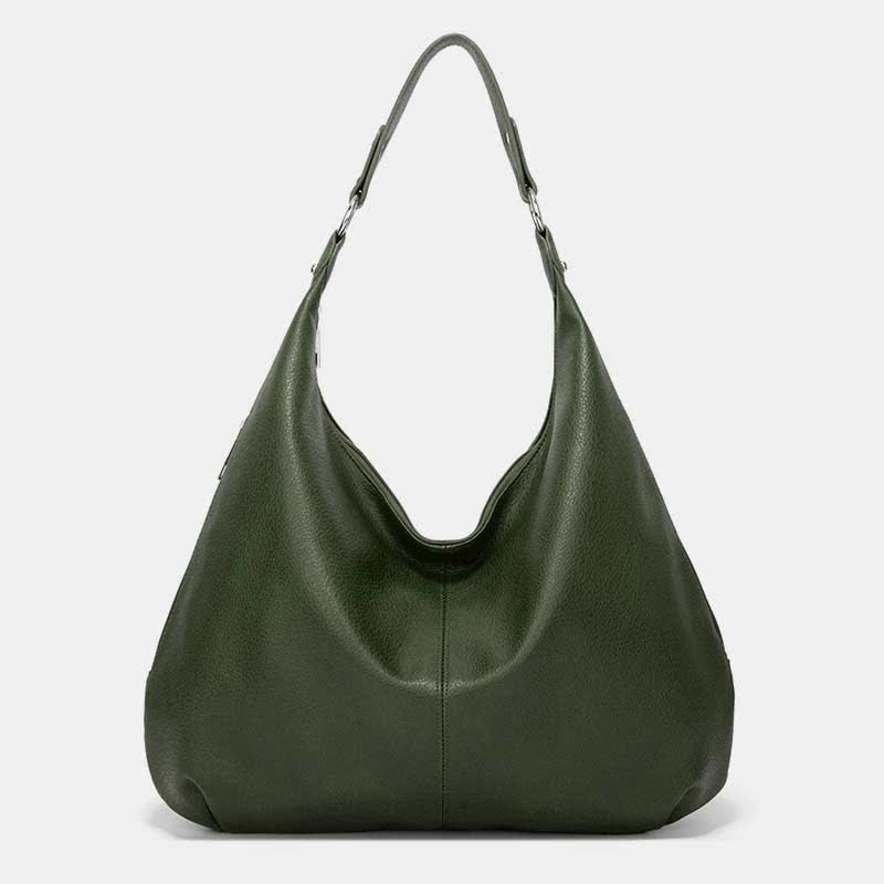 Große Hobo-Tasche aus weichem Leder, Handtasche, Tragetasche für den Alltag für Damen - Dunkelgrün - image 0