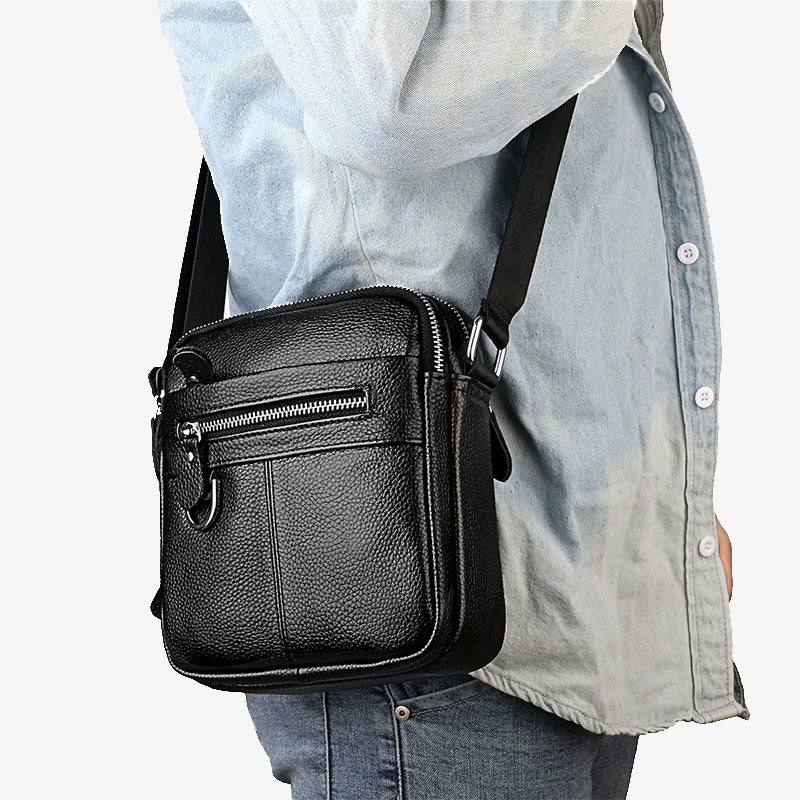 Umhängetasche für Herren, minimalistisch, aus echtem Leder, einzelne Schultertasche