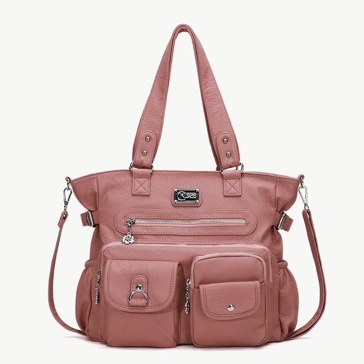 Große Umhängetasche für Damen mit mehreren Taschen und zwei Verwendungsmöglichkeiten