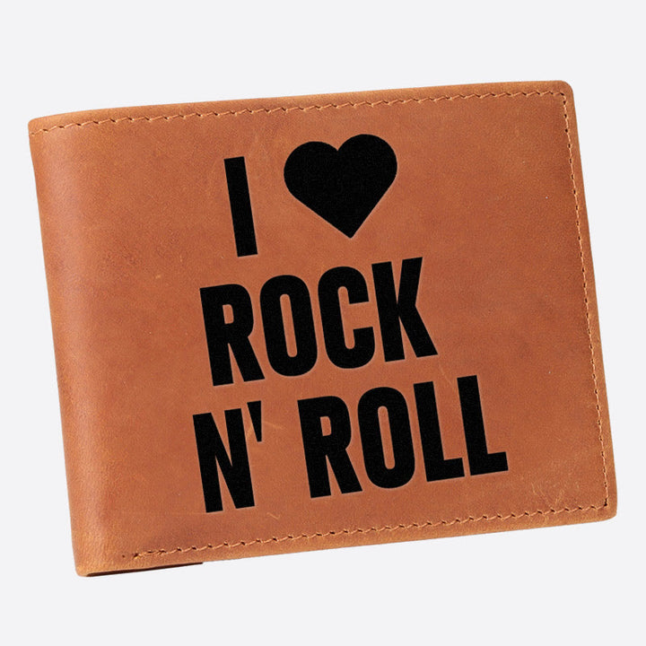 I Love Rock N Roll Gravur Geldbörse für Männer RFID Geldbörse