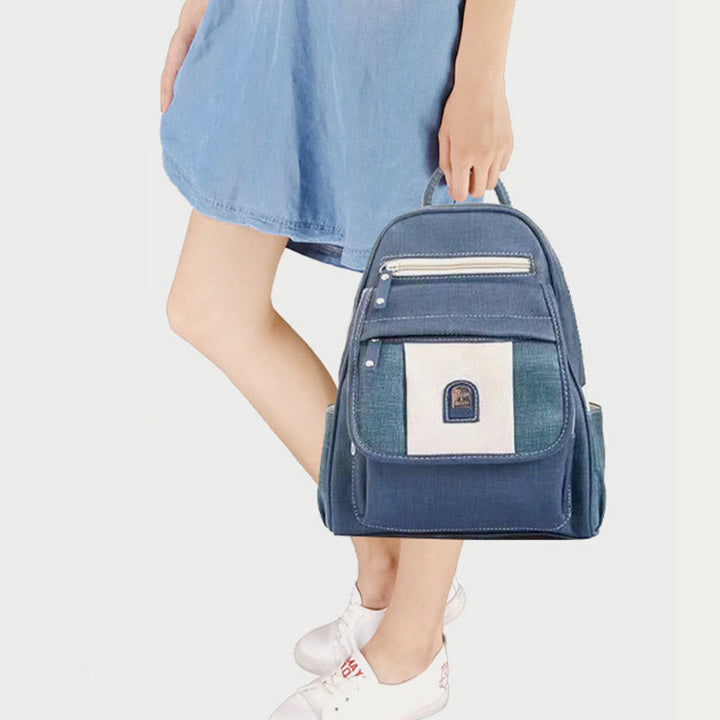 Schultertasche mit Reißverschluss für Damen, Retro, schlichter multifunktionaler Rucksack