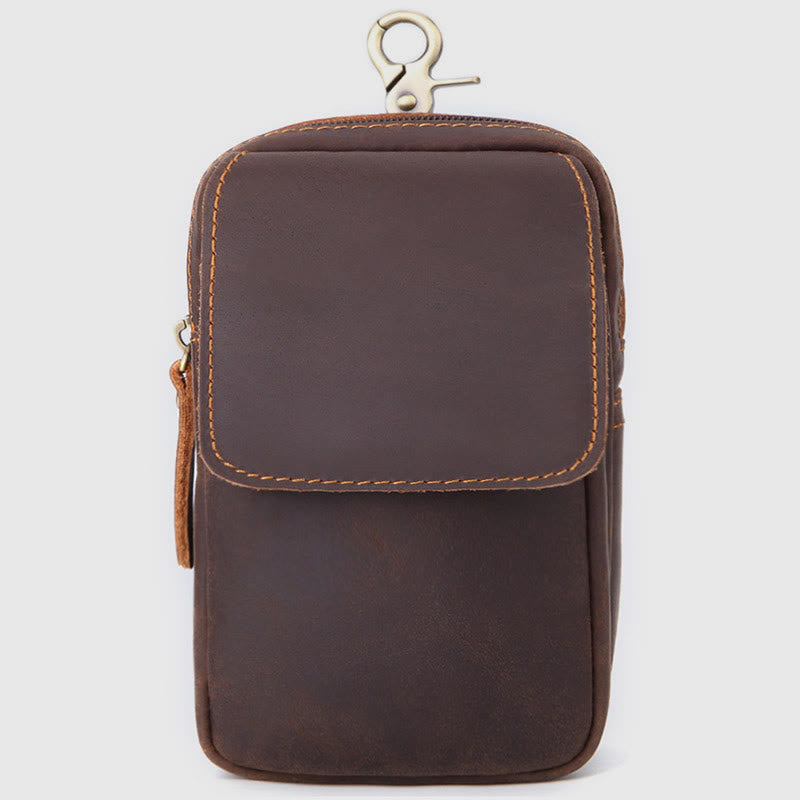 Gürteltasche für Herren, Retro-Stil, echtes Leder, zum Aufhängen, EDC-Tasche
