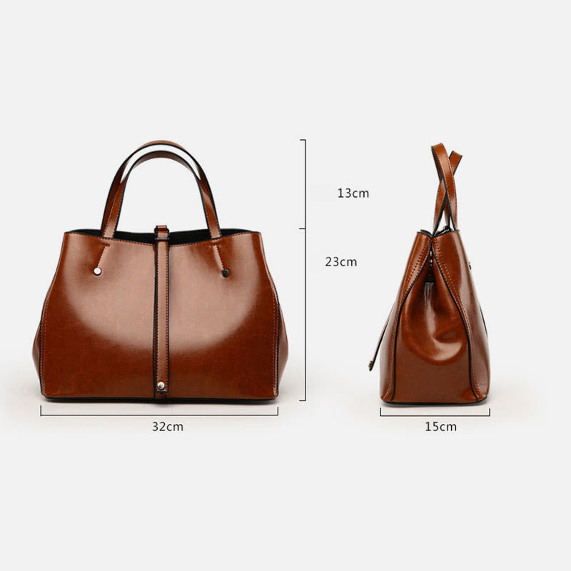 Minimalistische Tote Pure Color Leder Umhängetasche für Damen - image 16