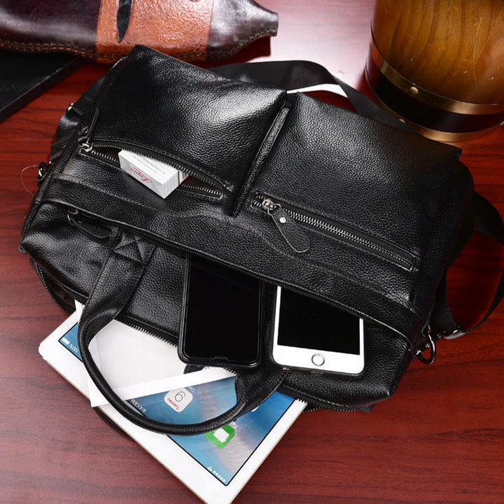 Business Aktentasche Messenger Bag für Herren aus echtem Leder Laptoptasche