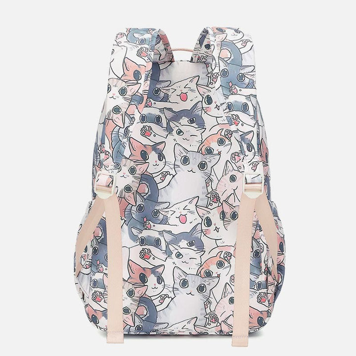 Rucksack für Damen, lustiger Katzen-Cartoon-Druck, wasserdichte Schulhandtasche