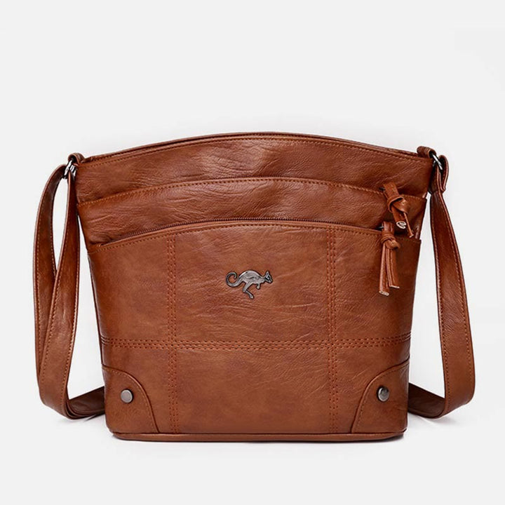 Minimalistische Kunstleder Geldbörse Dreilagig Vintage Damen Umhängetasche