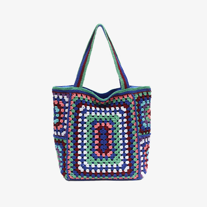 Vintage Tote für Frauen tragbare Pendlertasche handgestrickte Schultertasche