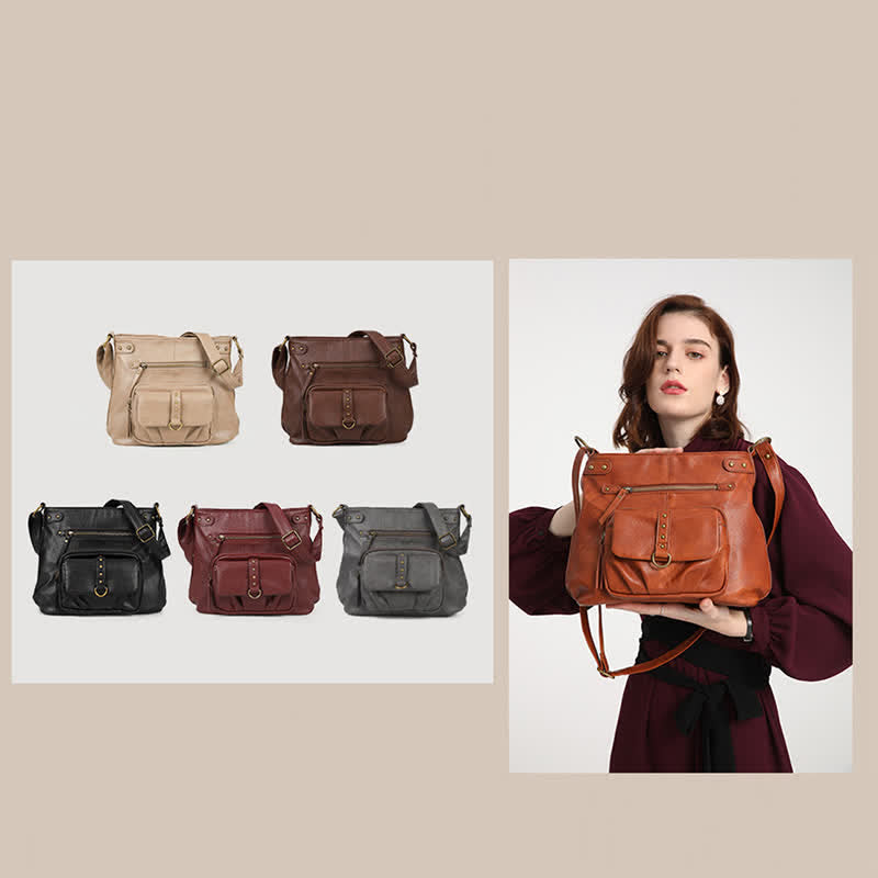 Umhängetasche für Frauen mit Reißverschluss, verstellbarem Riemen, weiche Leder-Schulterhandtaschen