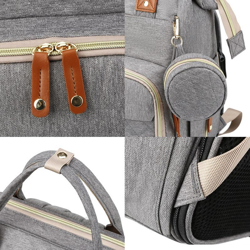 Multifunktionale Mama-Tasche mit Kinderbett, einfacher wasserdichter Oxford-Rucksack
