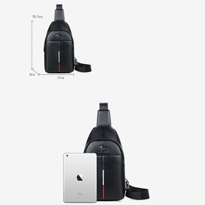 Sling Bag für Herren aus Leder, Ein-Schulter-Rucksack mit USB-Ladeanschluss