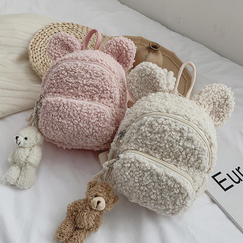Multi-Trage-Rucksack für Babys/Kleinkinder mit Kaninchenohren aus Plüsch, Mini-Rucksack für Jungen und Mädchen