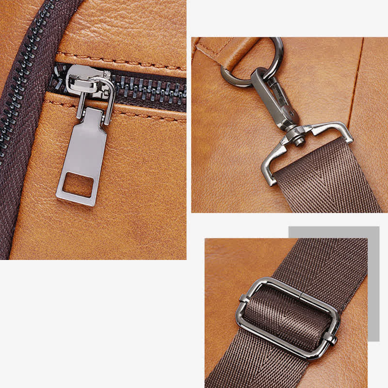 Schultertasche aus echtem Leder, Umhängetasche, Rucksack für Herren, zum Wandern, Reisen, Tagesrucksack