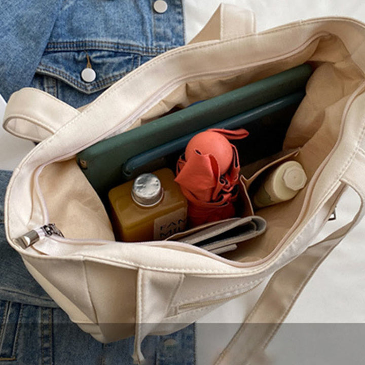 Tragetasche für Damen, schlichte Schultertasche mit Abzeichen-Dekor