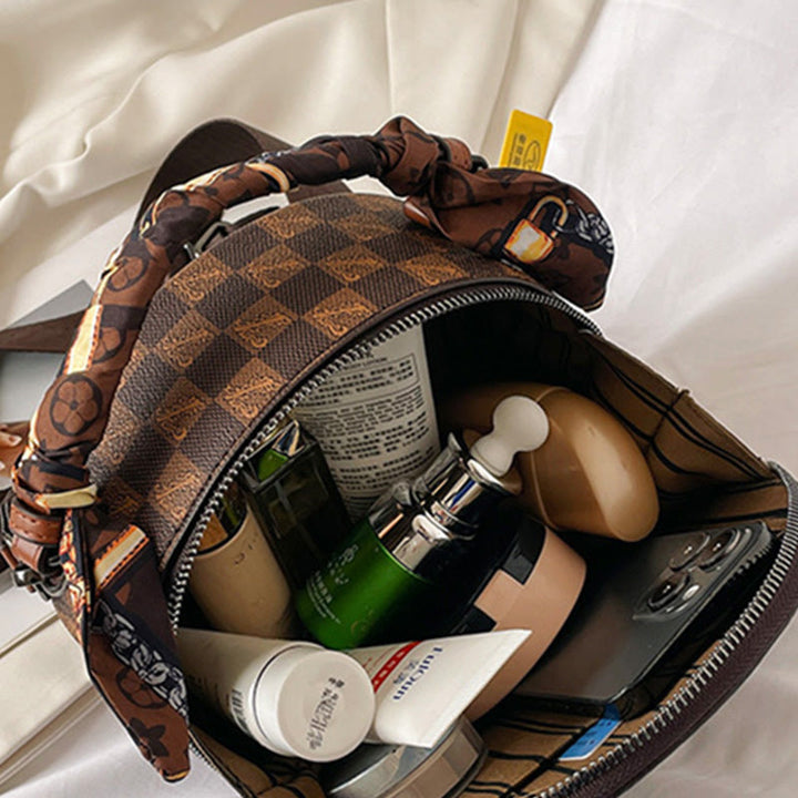 Top-Griff-Tasche für Damen Vintage breite Riemen kleine runde Tasche