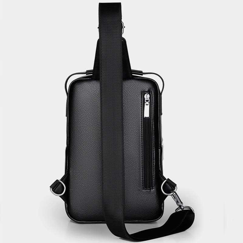 Herren Leder Sling Rucksack Brust Crossbody Schultertasche für Reisen Wandern