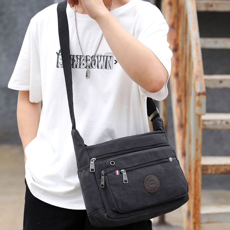 Vintage Messenger Bag aus Canvas mit großem Fassungsvermögen 