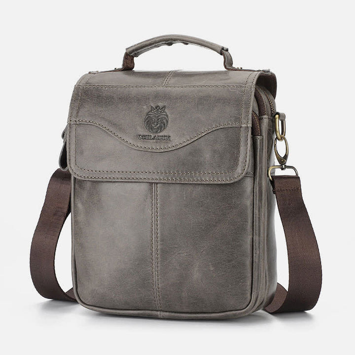 Echtes Leder Messenger Schultertasche für Männer Multi-Pocket Kleine Handtasche