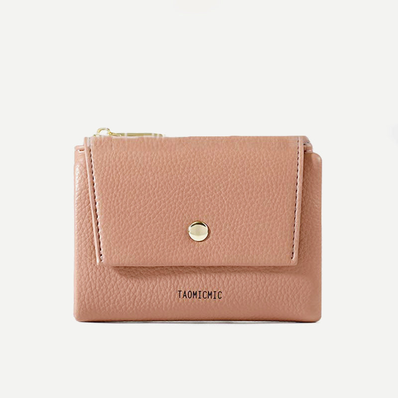 Mini-Geldbörse für Damen aus PU, zweifach gefaltet, kurze Brieftasche mit mehreren Kartenfächern