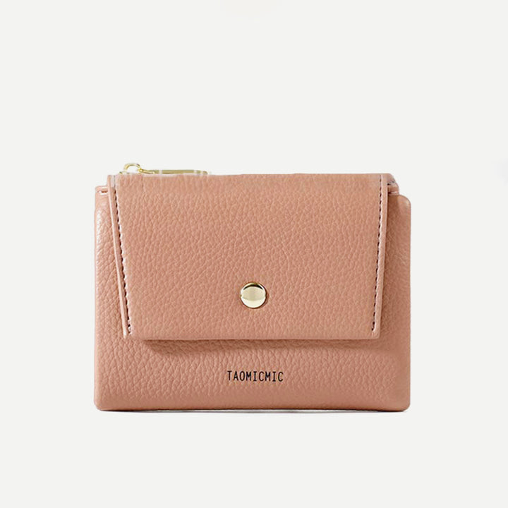 Mini-Geldbörse für Damen aus PU, zweifach gefaltet, kurze Brieftasche mit mehreren Kartenfächern