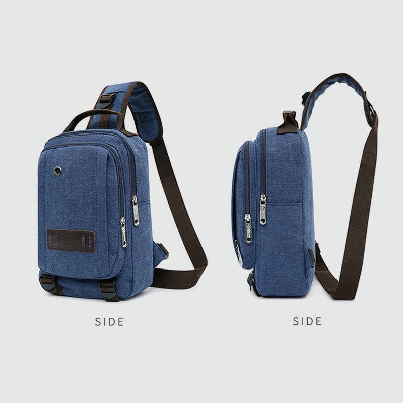 Schultertasche für Herren, Outdoor, lässig, Retro, Umhängetasche, Brusttasche