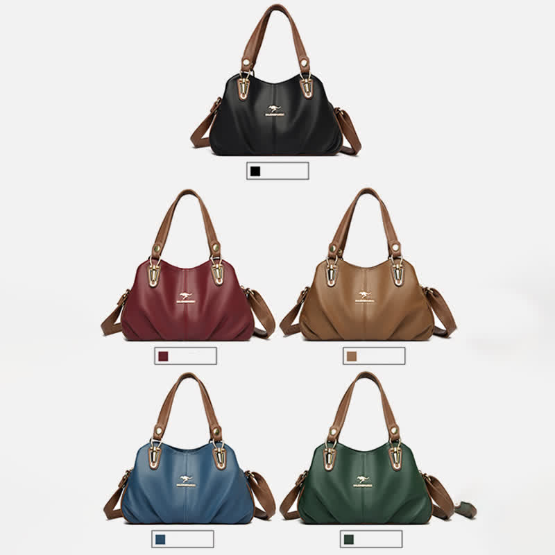 Damen Lederhandtasche mit mehreren Fächern, Umhängetasche, Hobo-Tasche