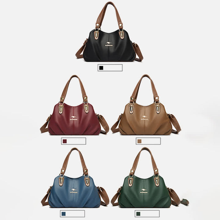 Damen Lederhandtasche mit mehreren Fächern, Umhängetasche, Hobo-Tasche
