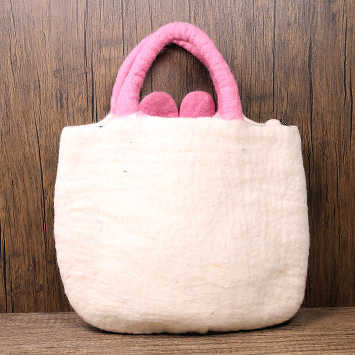 Handgemachte Tasche Wollfilz Handtasche Große Hasengesicht Tote
