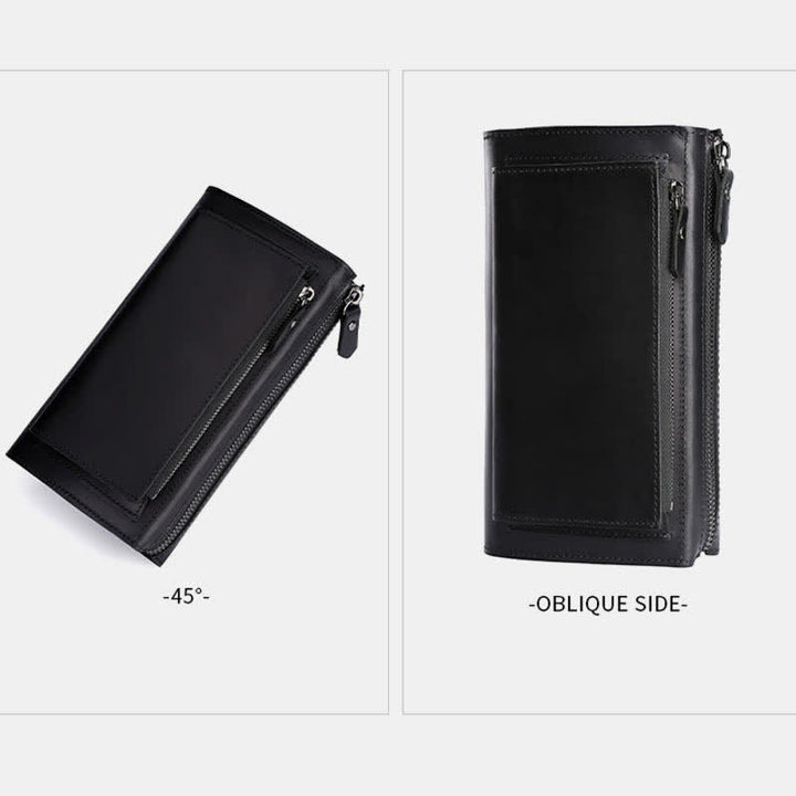 Große Kapazität Leder Männer Clutch Handtasche lange Brieftasche Handytasche