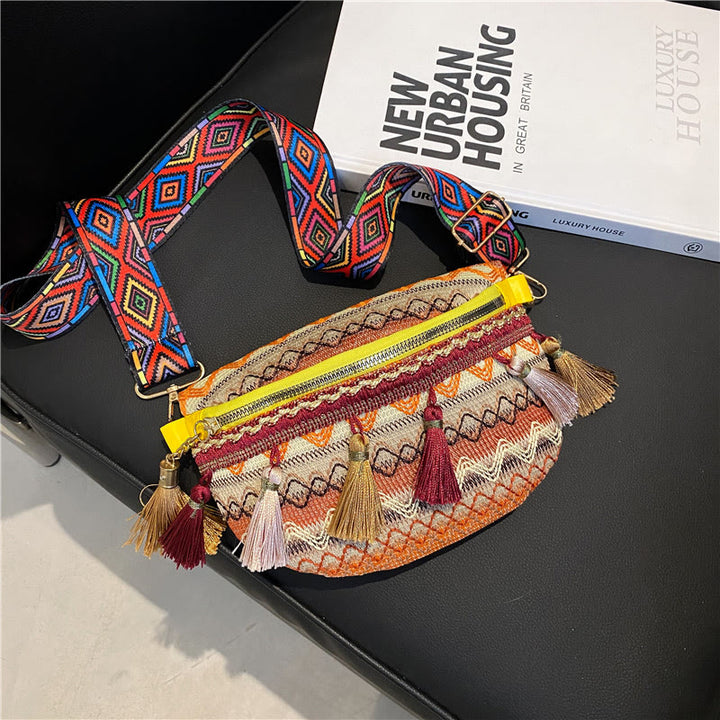 Folk Custom Sling Bag Damen Quaste Umhängetasche Brusttasche