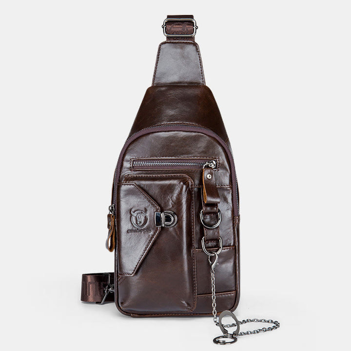 Schultertasche für Herren, weiche Interlock-Brusttasche aus Rindsleder