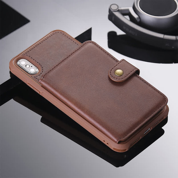 Leder-Brieftaschenhülle mit mehreren Steckplätzen für iPhone Samsung