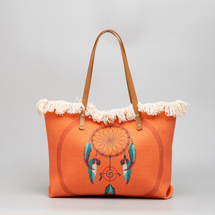 Tote für Damen im Bohemian-Stil mit Quaste, große Umhängetasche