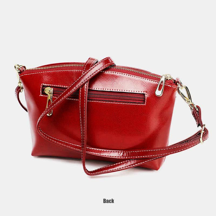 Retro-Umhängetasche aus echtem Leder für Damen, geräumige kleine Handytasche
