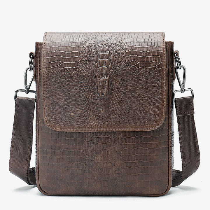 Clamshell Messenger Bag Herren Unifarben Krokodildruck Business Geldbörse
