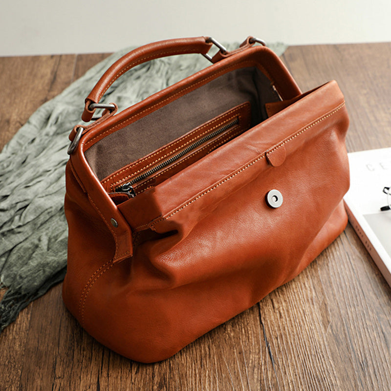 Handgemachte Retro-Handtasche aus echtem Leder