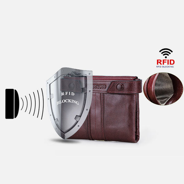 RFID-Diebstahlschutz Multifunktionale Geldbörse aus echtem Leder