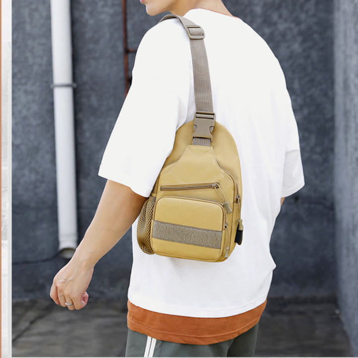 Schultertasche für Herren aus Canvas, lässig, sportlich, große Brusttasche