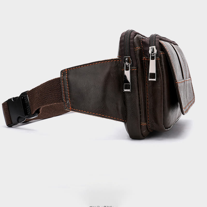 Hüfttasche für Herren, Rindsleder, Outdoor, Laufen, Umhängetasche