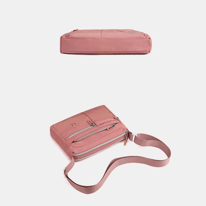 Umhängetasche mit Doppelreißverschlussfach für Damen, leichte Schultertasche mit mehreren Taschen