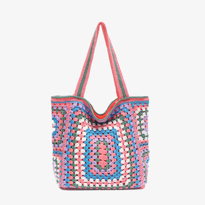 Vintage Tote für Frauen tragbare Pendlertasche handgestrickte Schultertasche