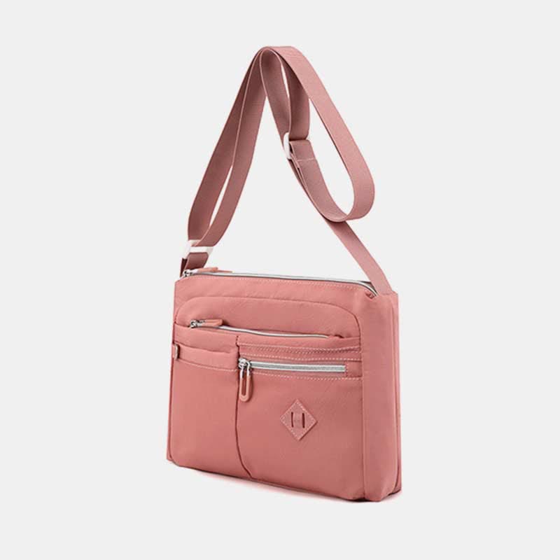 Umhängetasche mit Doppelreißverschlussfach für Damen, leichte Schultertasche mit mehreren Taschen
