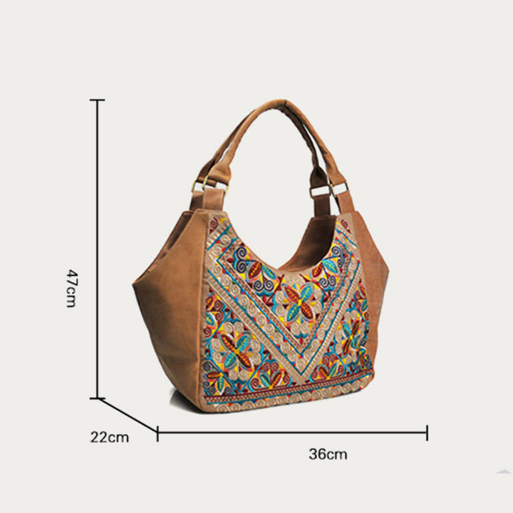 Tote für Frauen Reise ethnischen Stil Muster Leder Schultertasche