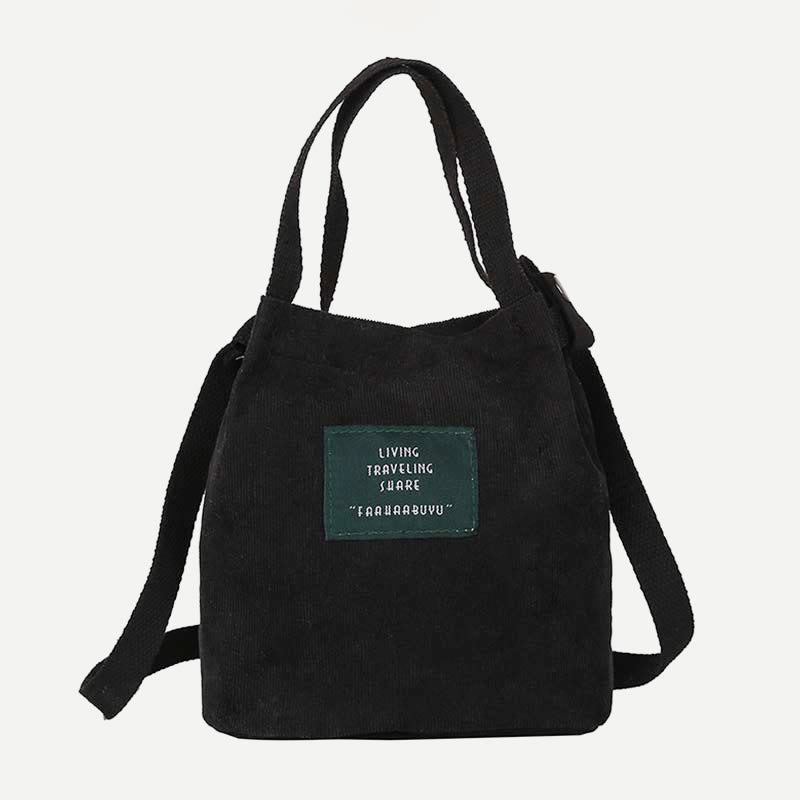 Top-Griff-Tasche für Frauen im Retro-Stil, literarische Cord-Canvas-Handtasche