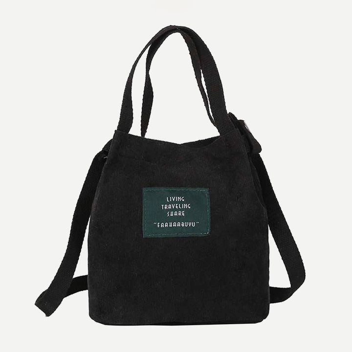 Top-Griff-Tasche für Frauen im Retro-Stil, literarische Cord-Canvas-Handtasche