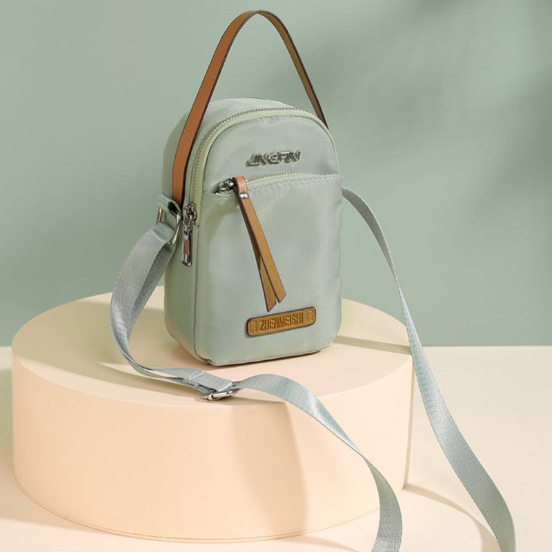 Kleine Umhängetasche aus Nylon für Handys, leichte Mini-Schulterhandtasche