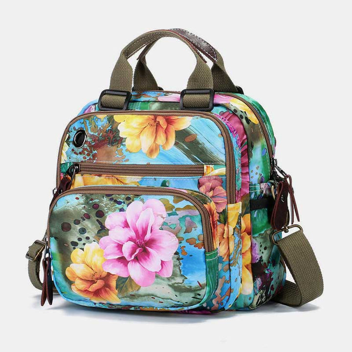 Multifunktionaler wasserdichter Rucksack mit Blumendruck, Wickeltasche mit Blumenmuster, Umhängetasche 