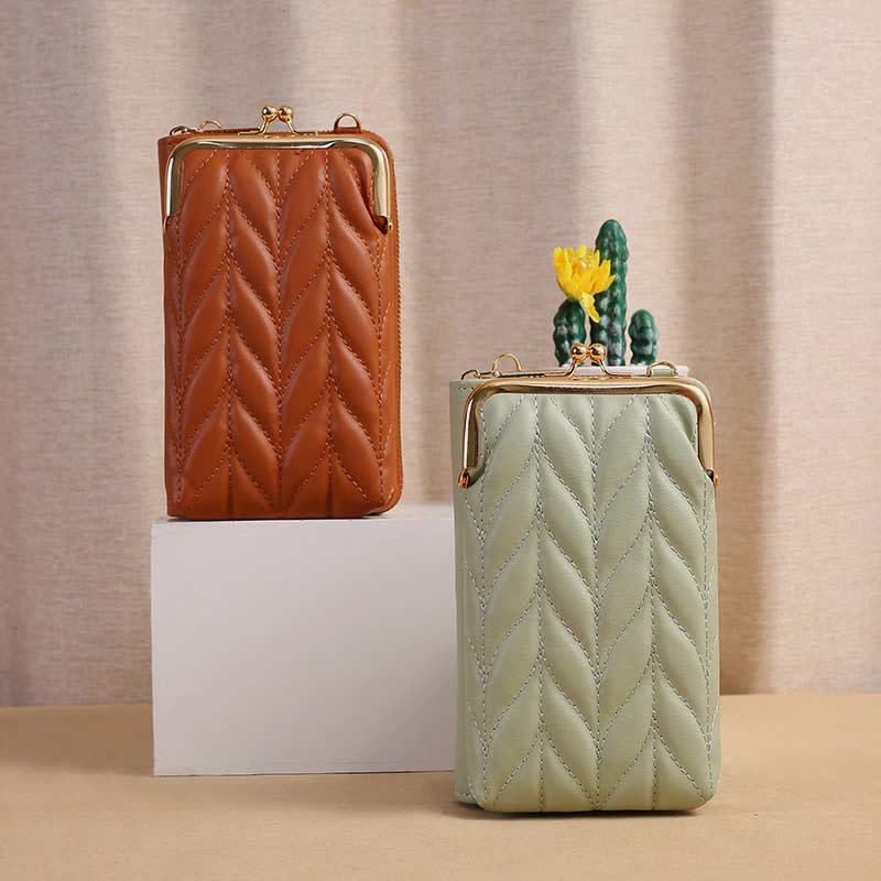 Leder-Handytasche für Damen, große Kapazität, Umhängetasche, Münzgeldbörse