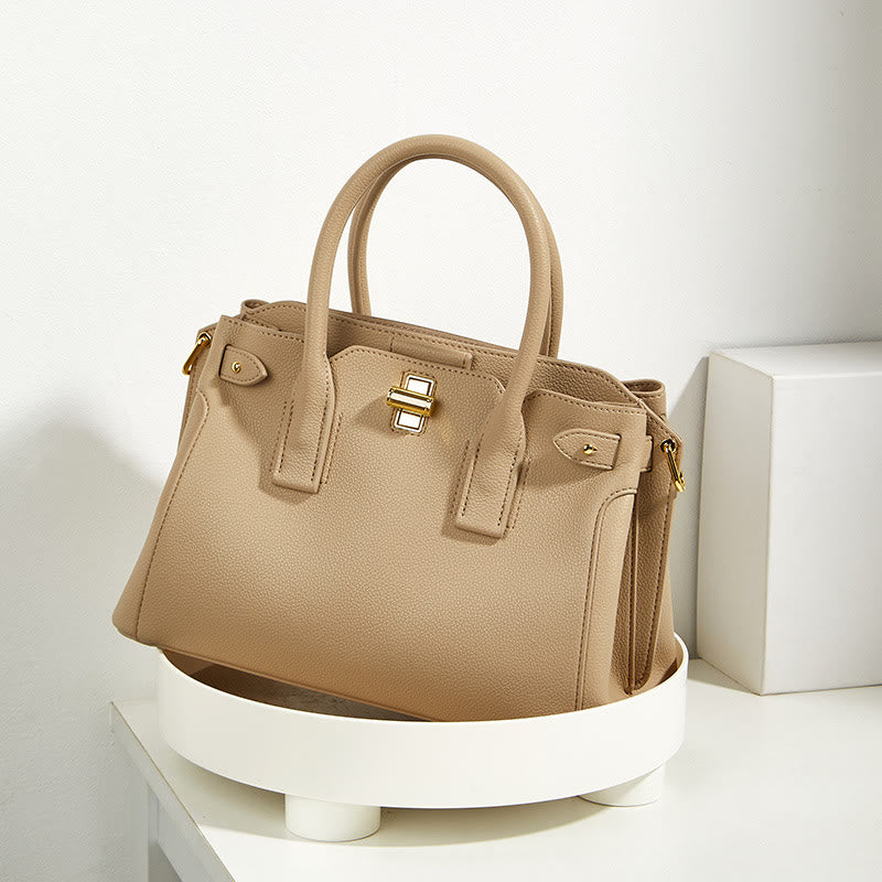 Elegante Handtasche für Damen, große, klassische Tragetasche aus veganem Leder