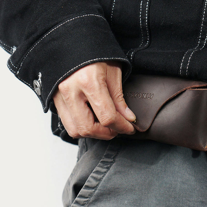 Aufbewahrungstasche für Retro-Brillen, tragbar, leicht, Gürteltasche aus Leder