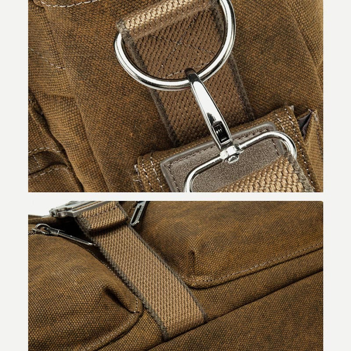 Umhängetasche für Herren, Vintage-Aktentasche aus Canvas mit großem Fassungsvermögen